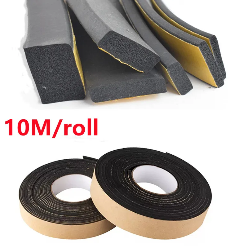 Self Adhesive Sponge Seal Strip EPDM Rubber Black Foam Strong Single-sided Adhesive Tape Soundproof Window Door Seal Strip