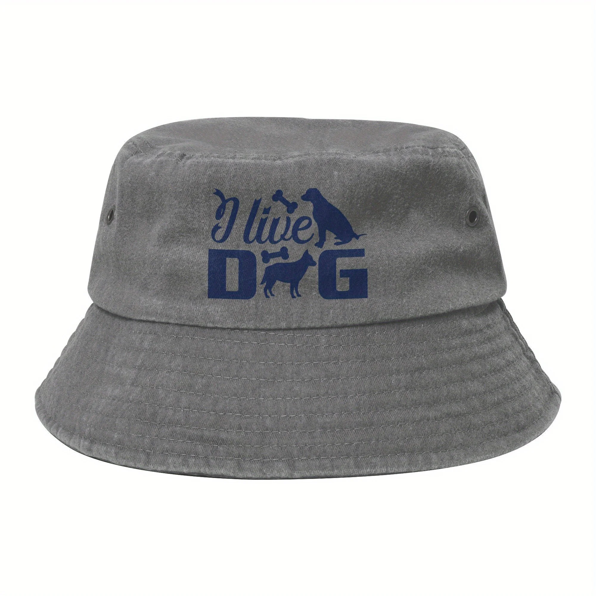 Men's Dog Lover Bucket Hat - Washed Fisherman Cap with 
