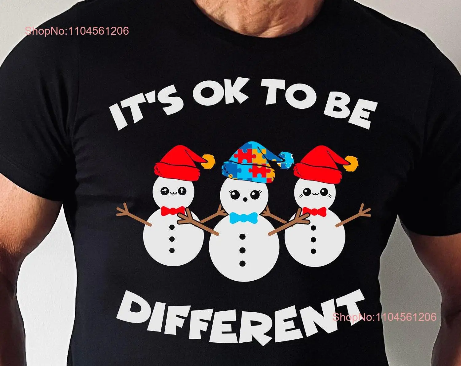 เสื้อยืด Awareness Awareness Be Different Christmas Puzzle s Crewneck แขนยาวหรือแขนสั้น