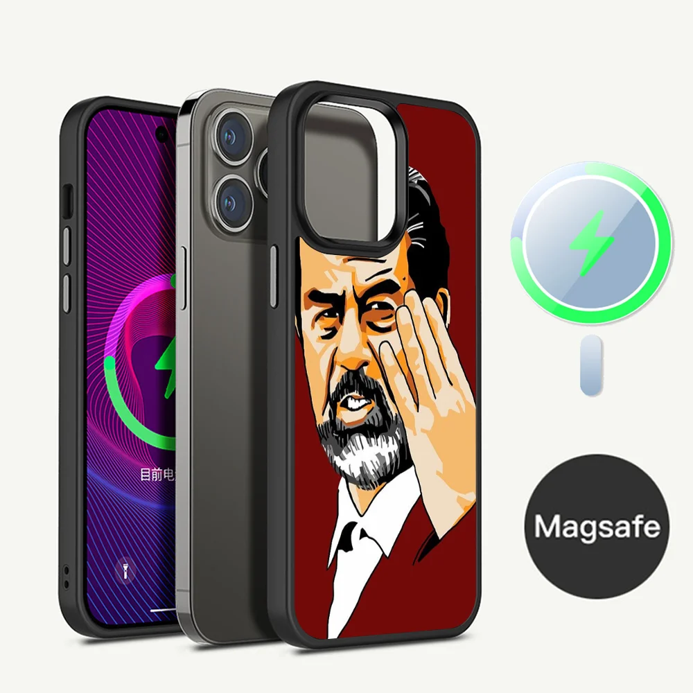 

Чехол для смартфона Saddam Hussein Iraq для iPhone 15 Pro Max, чехол 14 Plus 13 12 11, магнитный чехол для беспроводной зарядки Magesafe