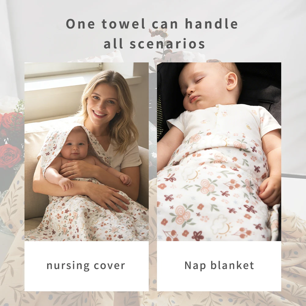 Happy Flute 120*110CM 1Piece Muslin 100% Cotton Baby Swaddle Soft Fabric Newborn Wrap Fashion Style Infant Blanket