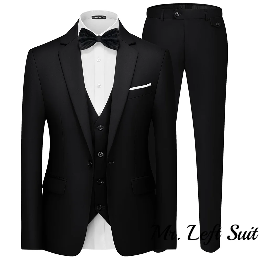 17 Color XS-5XL (Jacket + Vest + Pants) Retro Gentleman Classic Mens Formal Business Slim Suit 3Pces Set Groom Wedding Dress