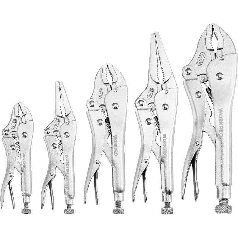 

WORKPRO 5-Piece Locking Pliers Set, Pliers Tool Set, Vice Grips with Chrome-vanadium Steel, 5/7/10 inch Curved Jaw Pliers