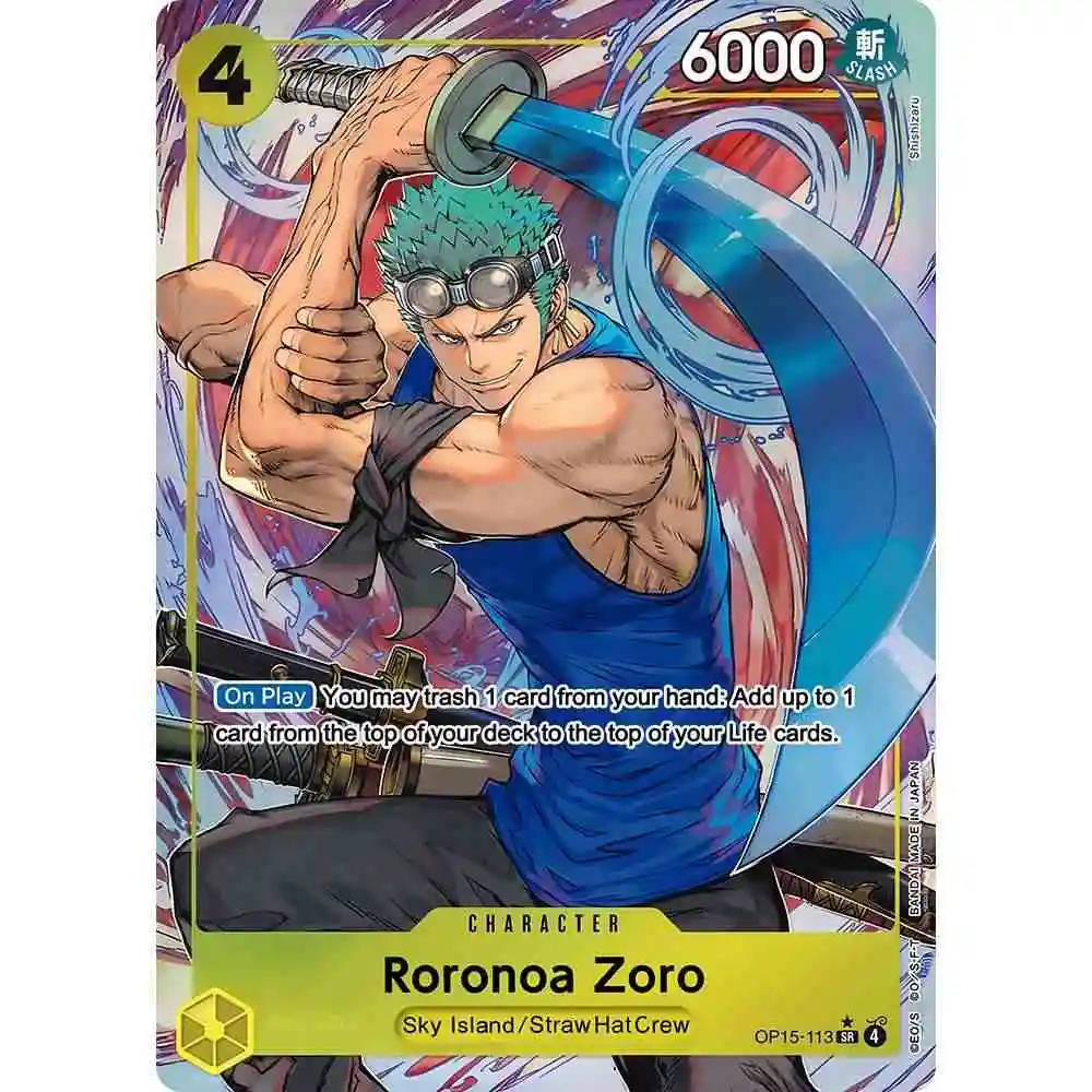 2Pcs/set Diy One Piece English OP15 Zoro Enel Mamaragan Flash Card OPCG Luffy Shanks Self Made Classic Anime Collection Card view 3