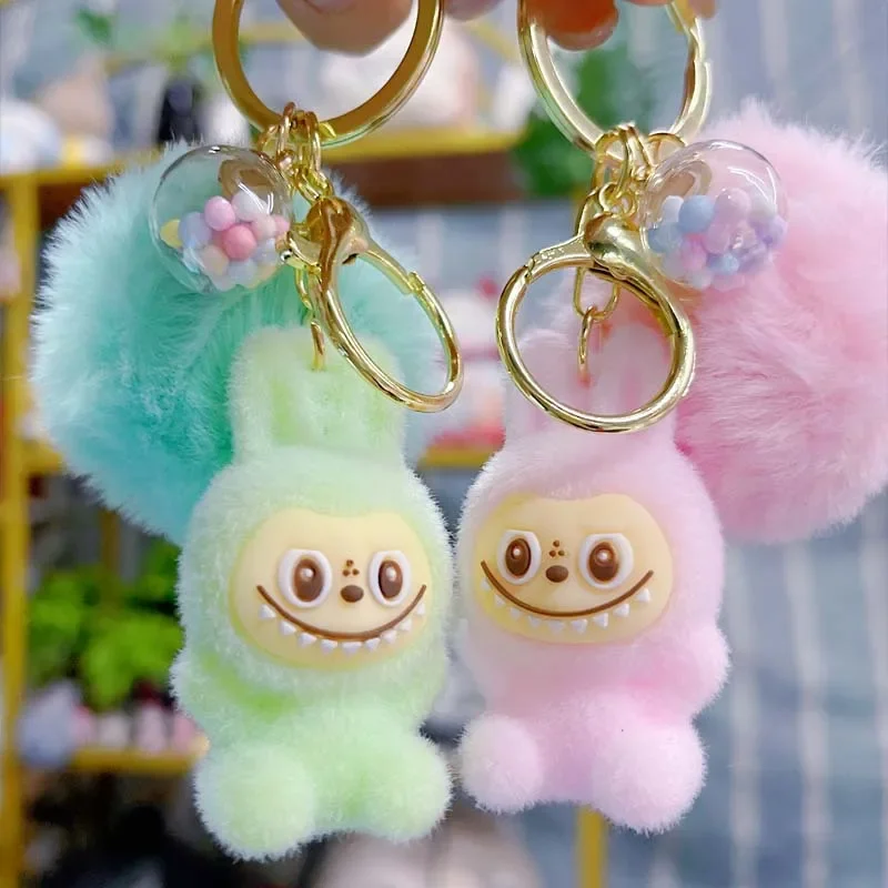 Muñeco de peluche Kawaii Labubu, juguetes de peluche con colgante, juguete de peluche de Anime suave y bonito, accesorios para mochila, llavero de muñeco de peluche, regalo de cumpleaños