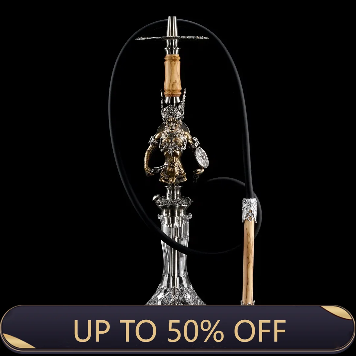 Maklaud Cold Golda Hookah Shisha Set High Quality 304 Stainless Steel Large Hookah With Glass Bottle Single Pipe