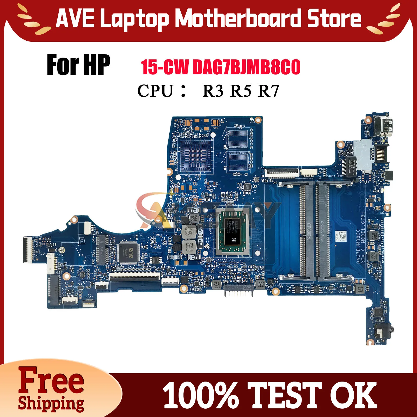 

DAG7BJMB8C0 Материнская плата для ноутбука HP Pavilion 15-CW с процессором R3 R5 R7 DDR4 L22762-601 L46709-601 100% полностью протестирована