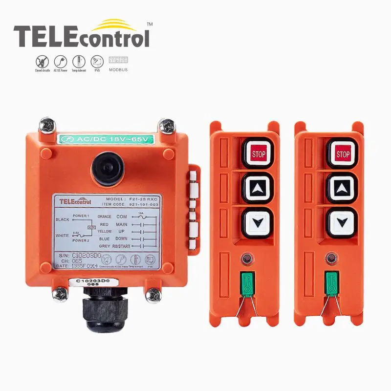 

TELEcontrol F21-2S Wholesales Industrial Remote Controller Switches 2T1R 220V 380V110V12V 24V36V 18-65V 65-440V Hoist Crane Lift