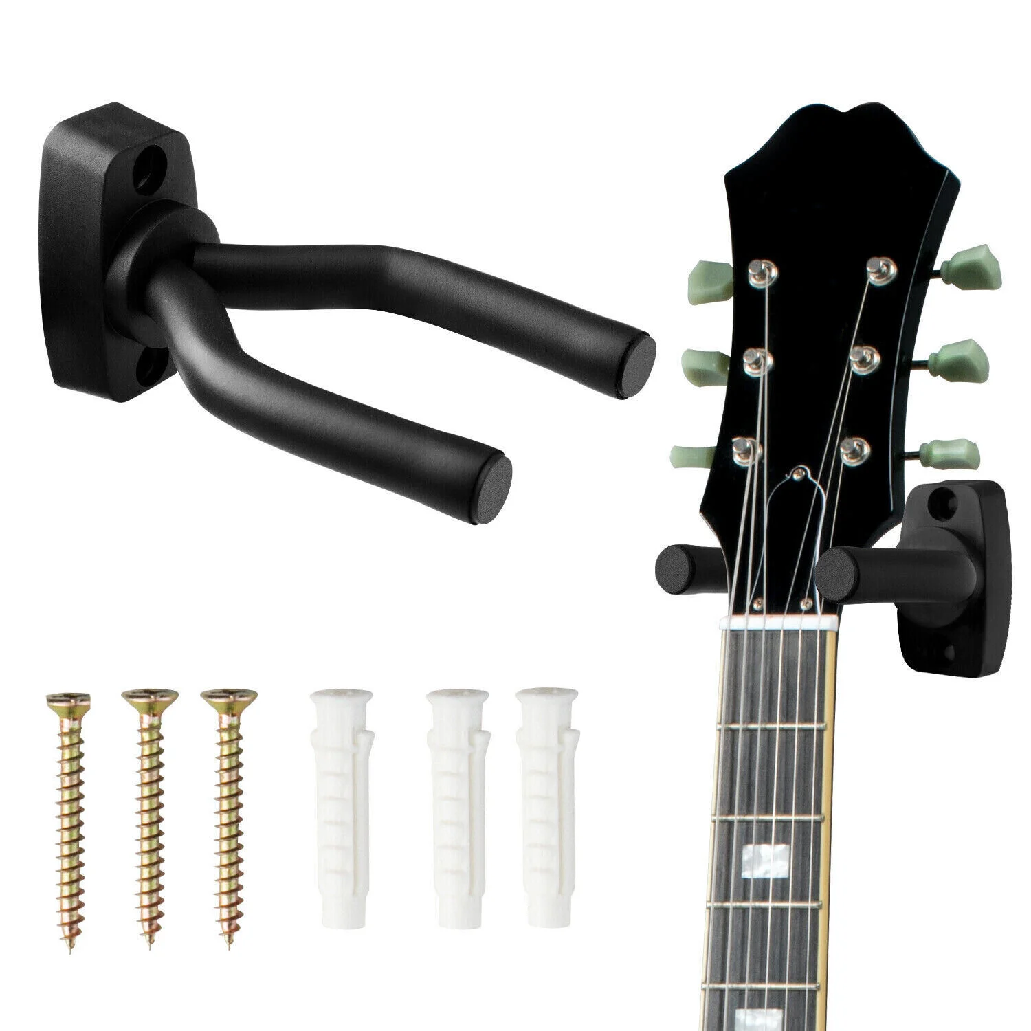 5 Core Guitar Hanger Holder - Electric Acoustic & Bass Guitars for Home Studio Musical Instruments - Wall Mount with Accessories