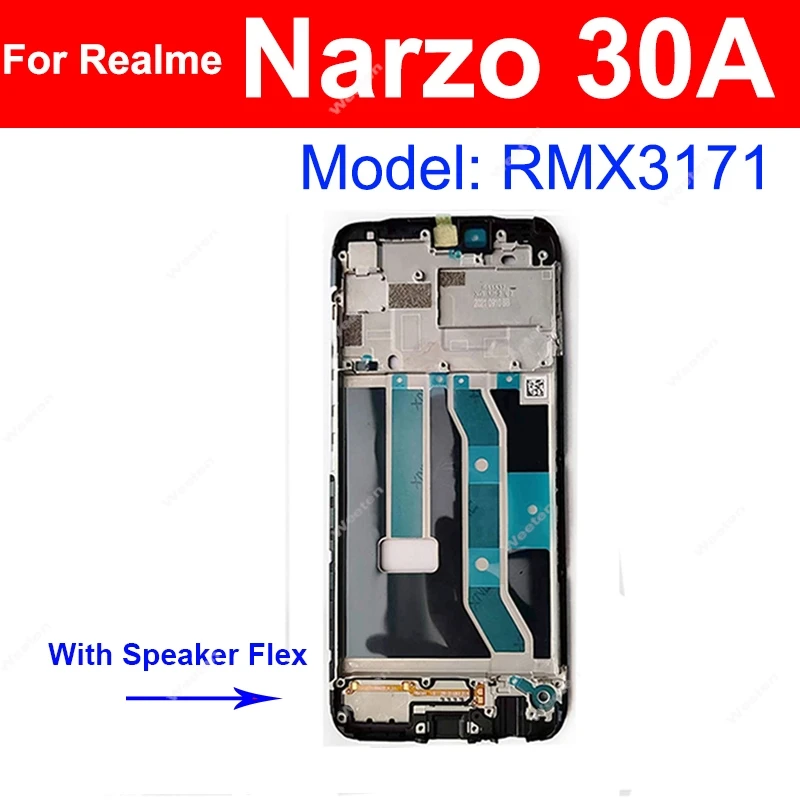 LCD Front Frame Housing Cover For Realme Narzo 10 20 30 Pro 10A 20 20A 30 30A LCD Screen Front Case Replacement Repair Parts