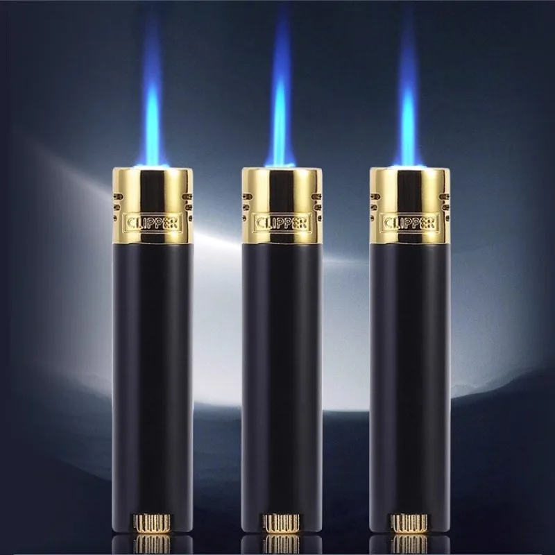 Original Clipper Metal Butane Gas Lighter Windproof Direct Spray Blue Flame Belt Gift Box Lighter Smoking Accessories Small Tool