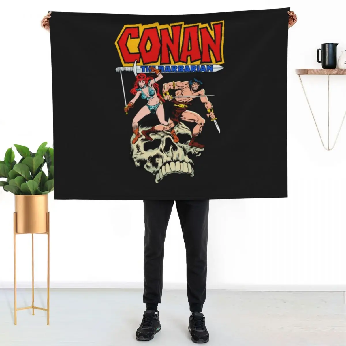 Conan The Barbarian Conan and Red Sonja Throw Blanket Heavy cosplay anime Extra Large Throw Decorative Beds for winter Blankets