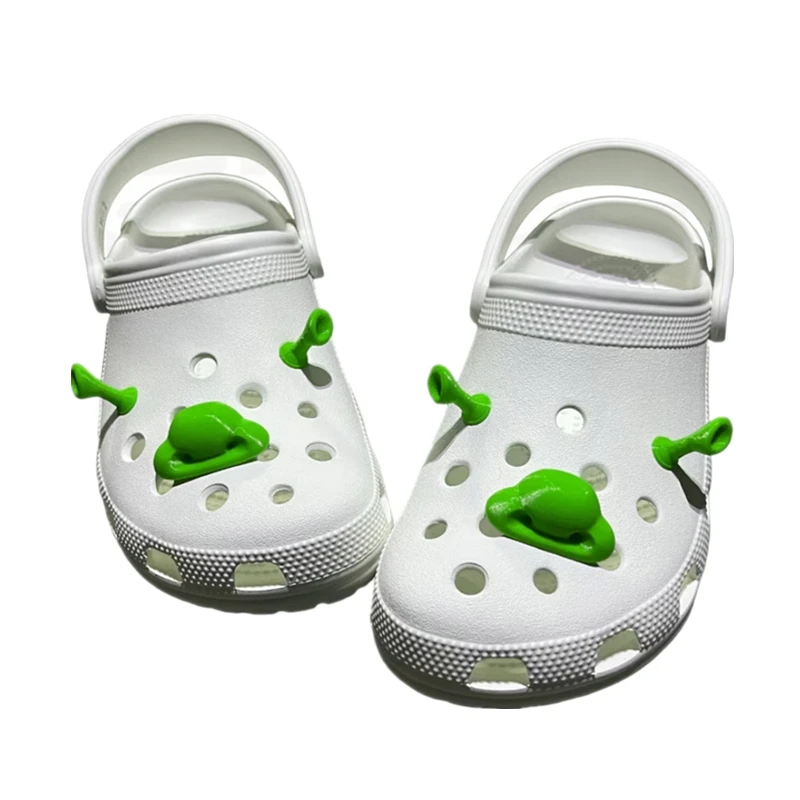 3pcs/set Cartoon Shrek nose ears For Crocs Charms Shoe Charms Decoration DIY Shoe Decoration Charms Party Kids Gifts