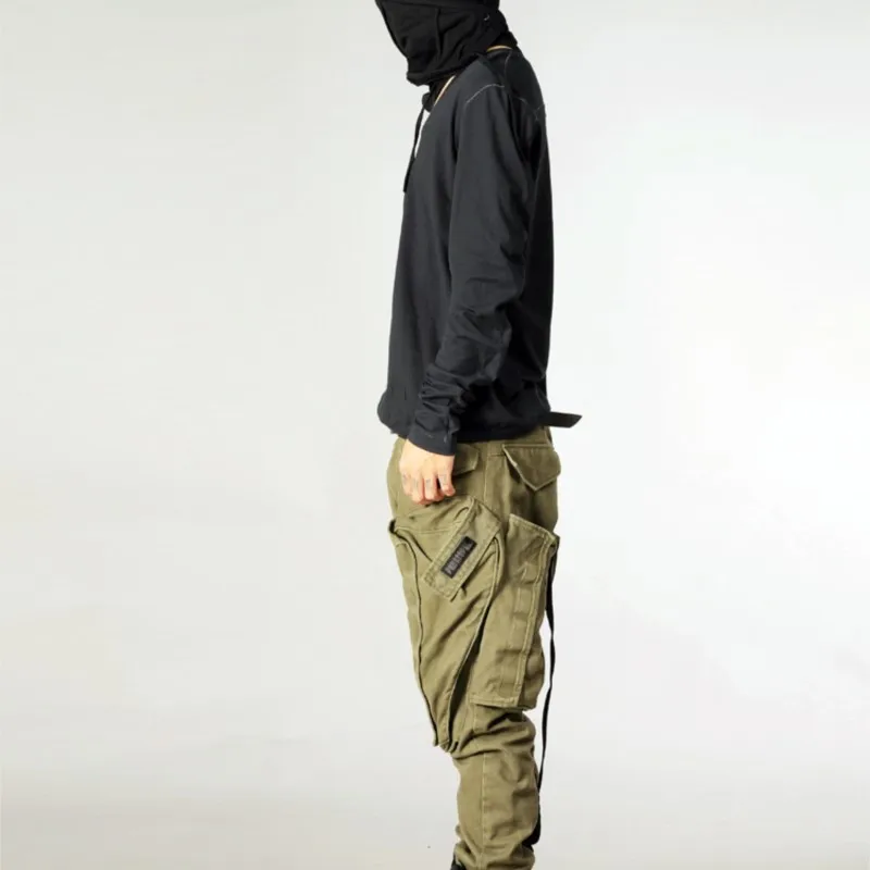 Avant-Garde Style Wasteland Pants Techwear Three-Dimensional Pocket Distressed Washed Cannon Pants Casual Pants for Men