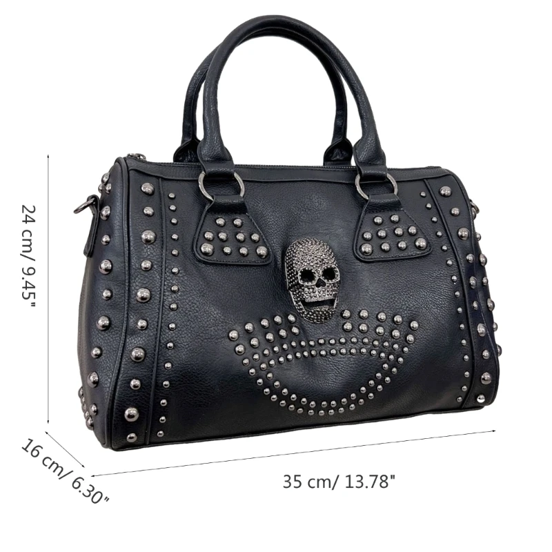 Versatile Shoulder Bag Rivet  Bag for Teen Girl PU Crossbody Bag Vintage Skull Punk Bag Fashion Casual Bags