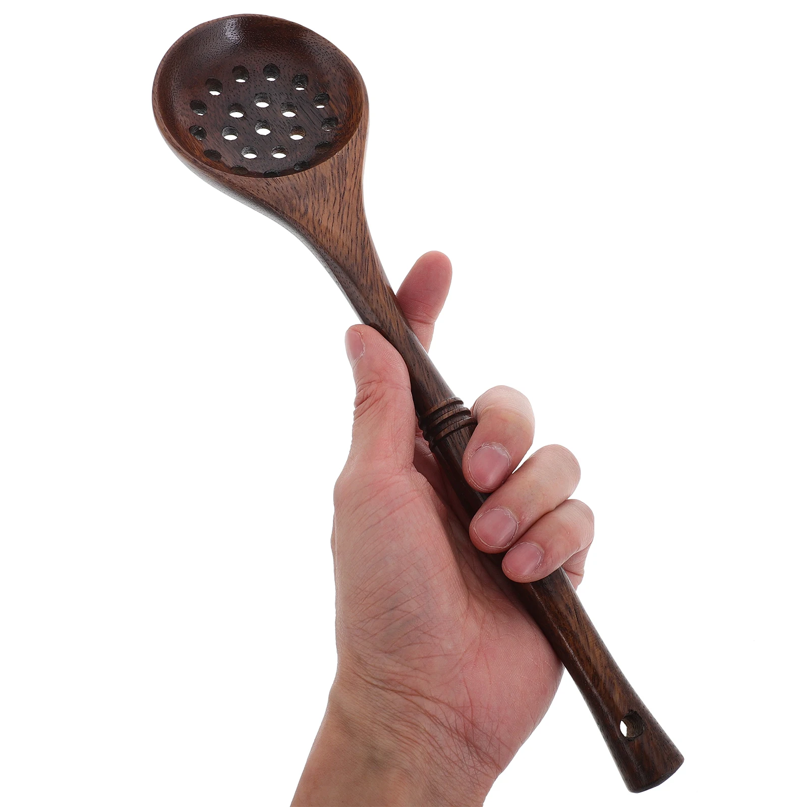 

Long Handle Colander Spoon Wood Cooking Tool Easy Clean Practical Kitchenware Deep Strainer Oil Splatter Reduction