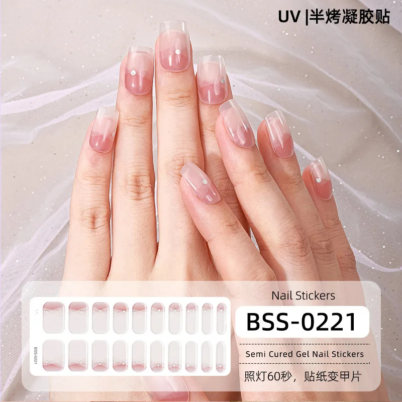 20 Strips New Semi-cured Gel Nail  Stickers Waterproof Long Lasting Full Cover Nail Decals  Nail Swaps Nail Art  Decoration