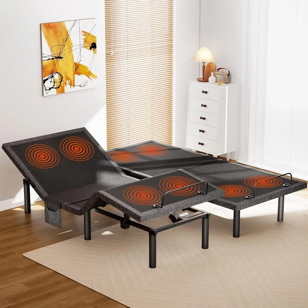 Split King Adjustable Bed Frame with Massage USB Ports Nightlight Head Foot Incline Electric Height Options, Custom