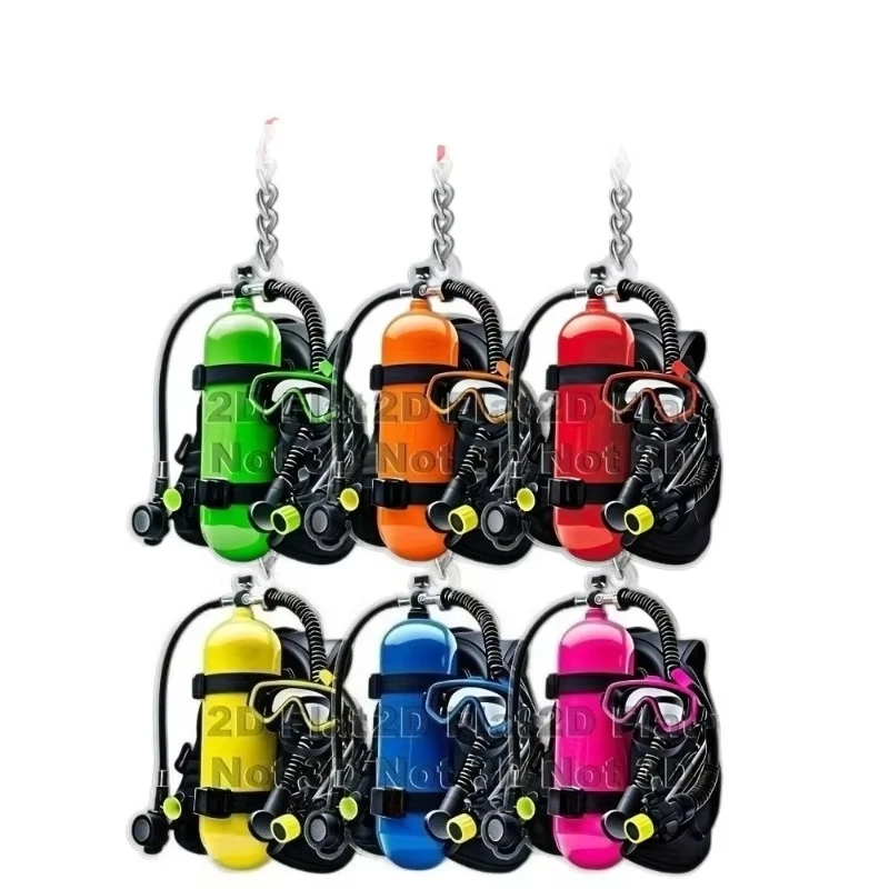 2D Flat Acrylic Diving Equipment Keychain Simulation Scuba Gear Charm Backpack Decoration Fun Jewelry Gift For Fans