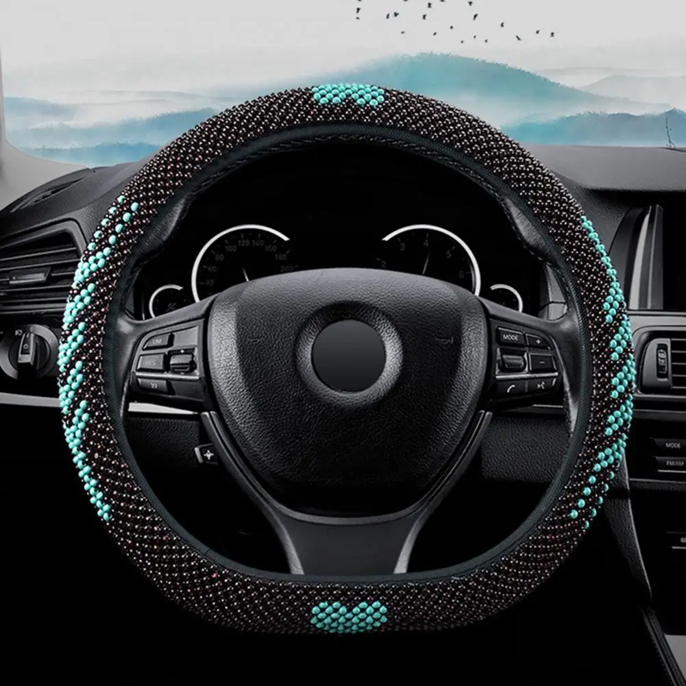 Reliable Lightweight Beaded Universal 42 CM Steering Wheel Cover for Car Steering Wheel Cushion Car Steering Wheel Cover