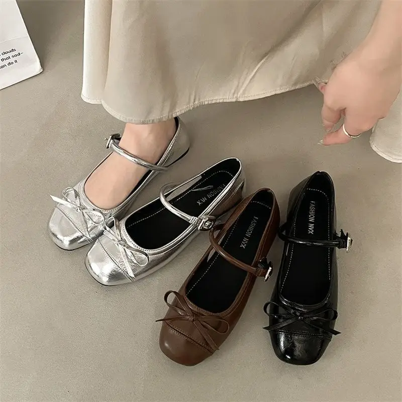 

Новые женские туфли на плоской подошве с узлом-бабочкой, неглубокие женские повседневные балетки, элегантные модельные туфли на мягкой подошве, 2025 г.