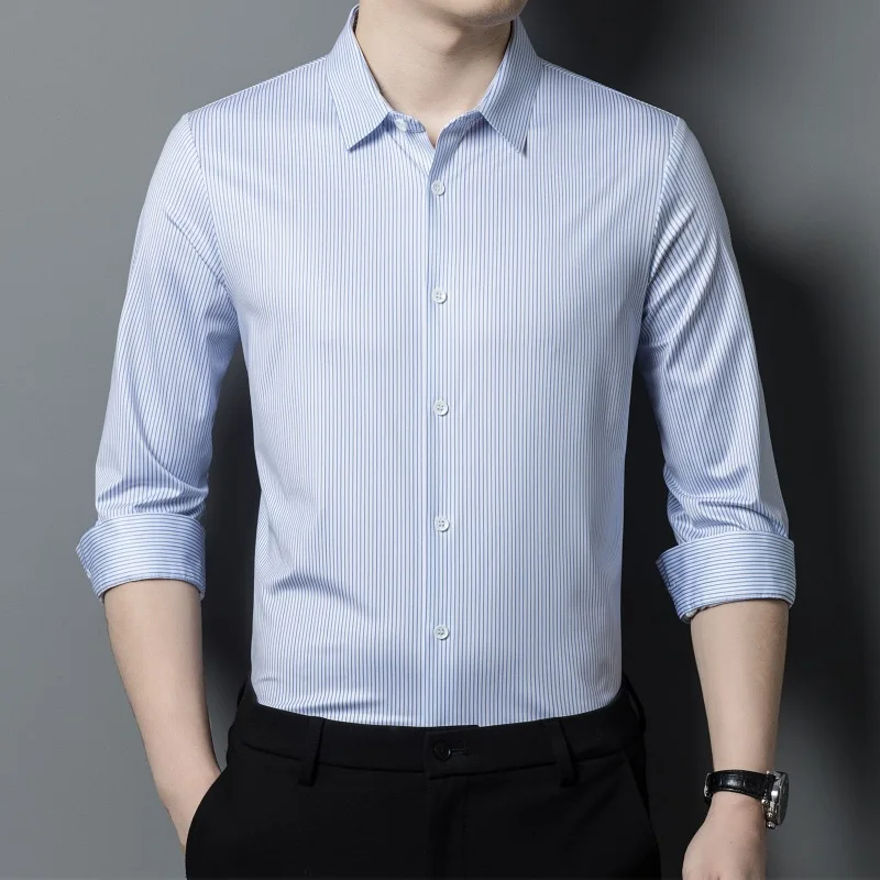 Autumn New Men's Long Sve irt Busin Casual No Iron Faionable Set without Brand Registration Number