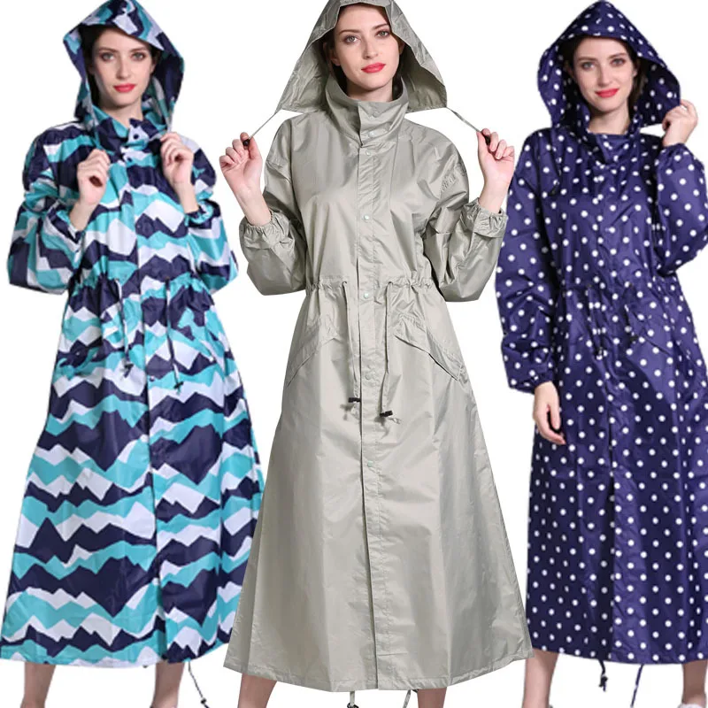Men Women Lengthen Raincoat Poncho Ladies Waterproof Long Slim Breathable Rain Jacket Adults Windproof Biker Rain Coat Rainwear