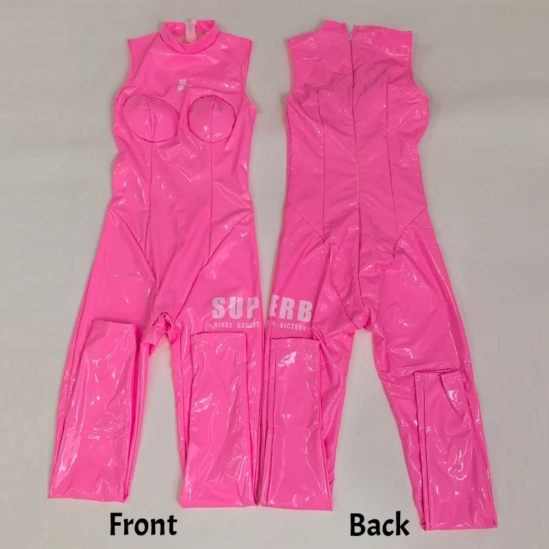 Anime Alice Cosplay Nikke Cosplay Costume Pink PU Sexy Jumpsuit Set Jacket Hair… - Image 3