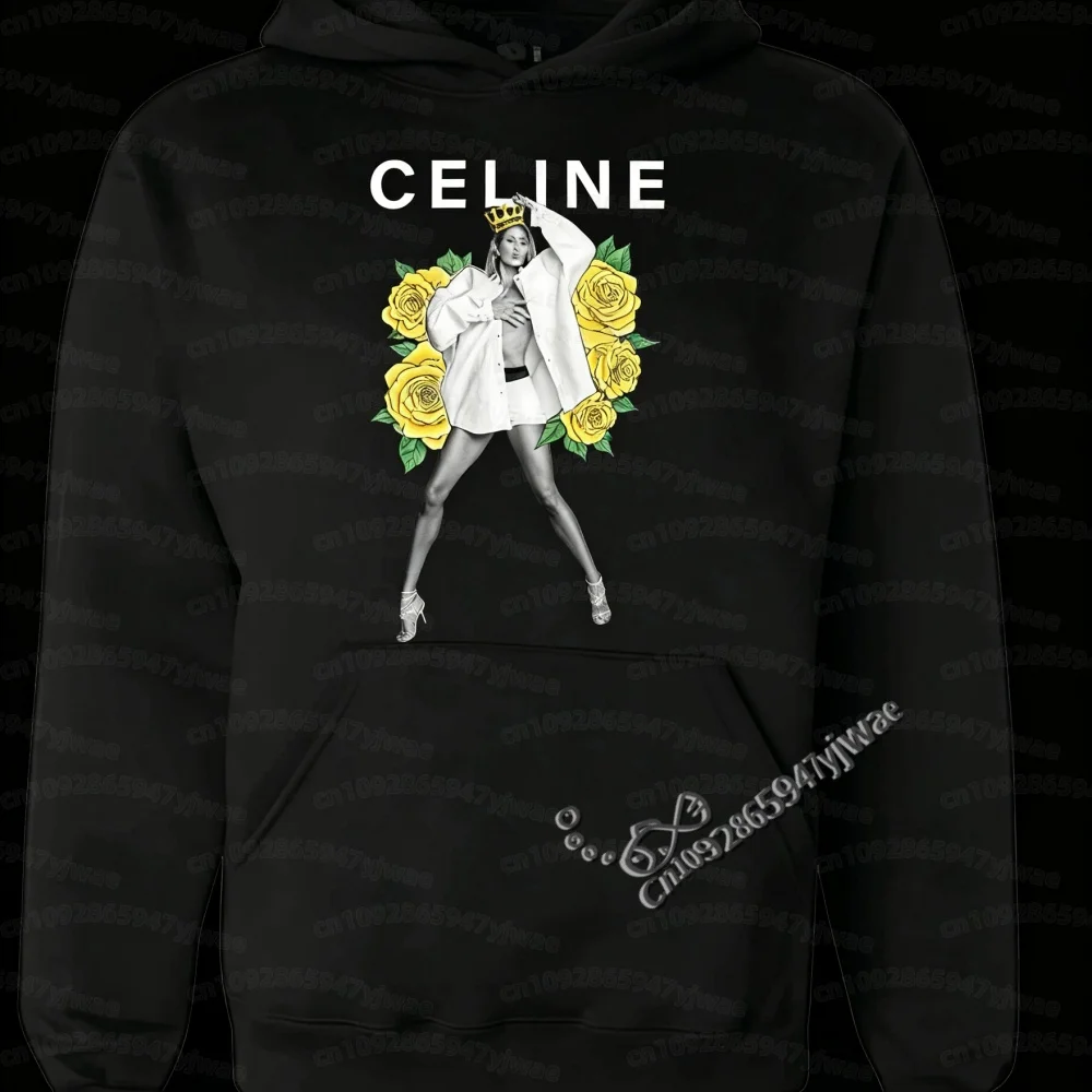Herren Damen Celine Dion Paris 2026 Tour Hoodie Unisex Pullover Kapuzenpullover Vintage Konzert Grafik Fan Tops Herren Hoodies – Detail 11