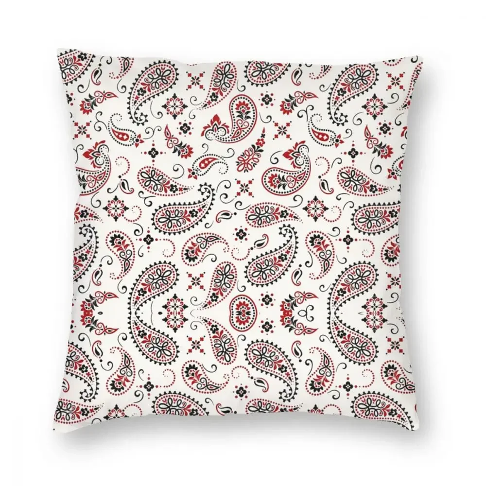 White Bandana Pattern Throw Pillow Cover Polyester Throw Pi…