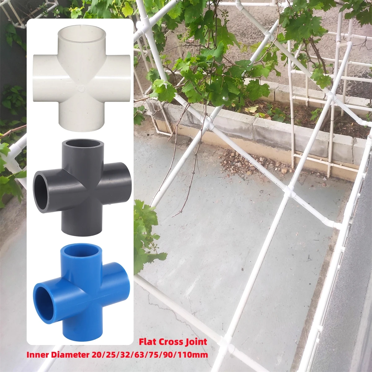 

Труба из ПВХ, 4-ходовой разъем 20/25/32/63/75/90/110 мм, плоский крестообразный соединитель для орошения двора, аквариум, домашний адаптер для полки «сделай сам», 3 цвета