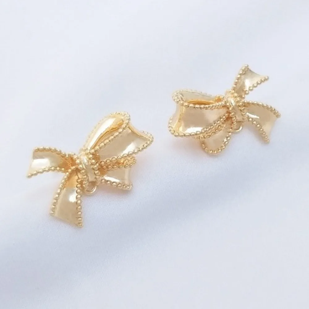 

Copper 14K Gold Color Lace Bow with Suspender Earrings Handmade DIY Earrings Ear Accessories Earrings Material