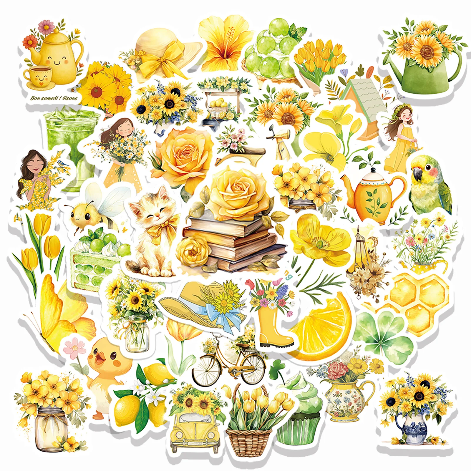 50 Stück Wald-Stil Frische Mädchen-Graffiti-Aufkleber Biene Blumen Cartoon-Sticker DIY Gepäck Handy Gitarre Scrapbook Kinderspielzeug