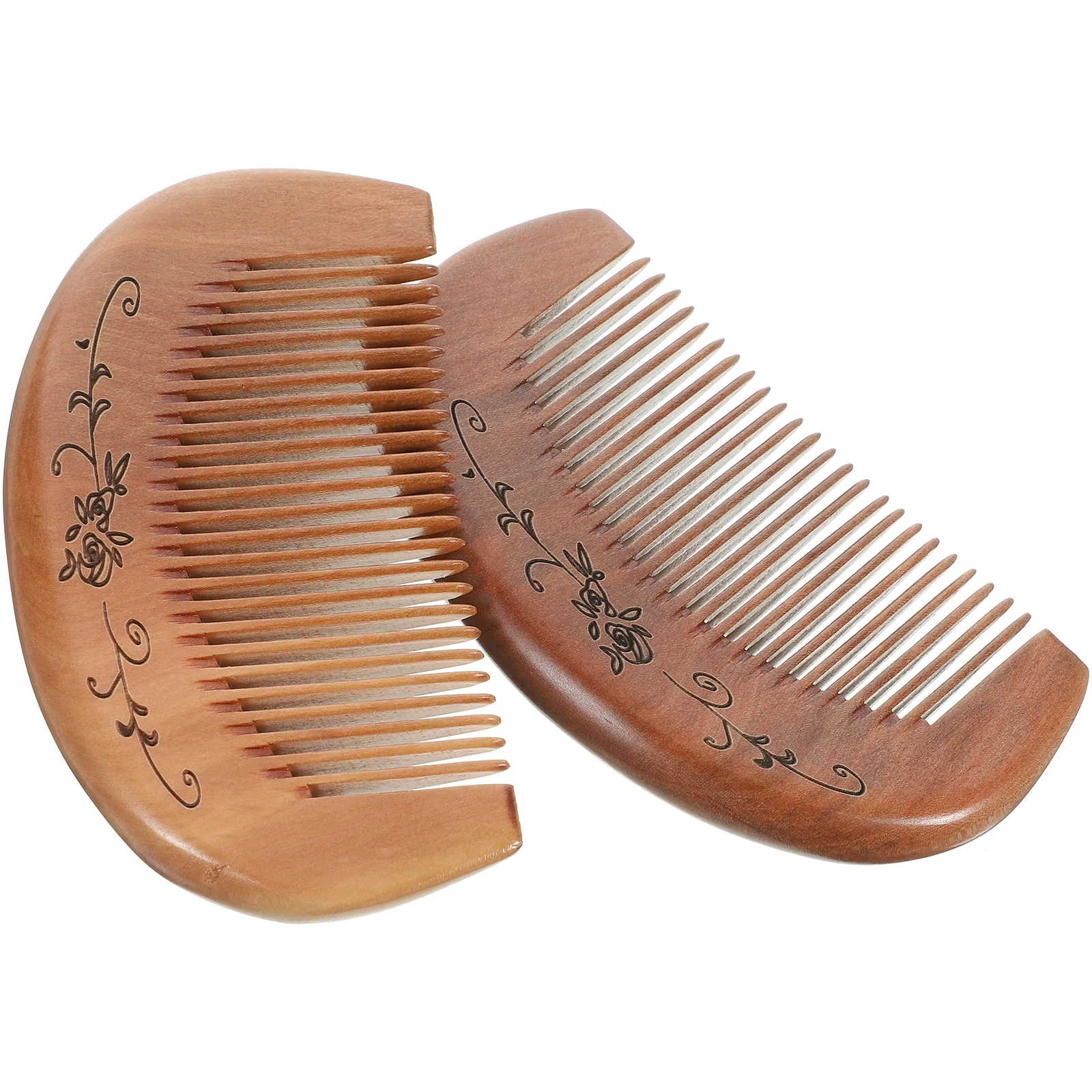 

2pcs Comb Wooden Hair Brush for Women Men Small Size Smooth Teeth Anti Static Portable Wood Hairstyling Tool Hair Care