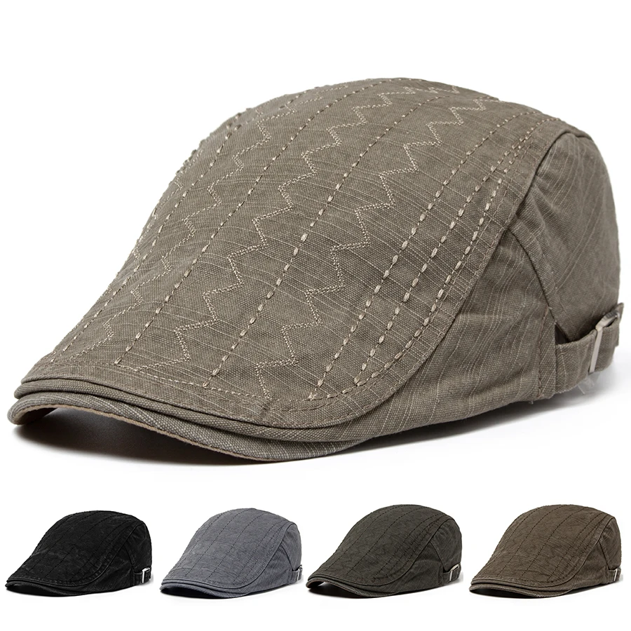 Vintage Newsboy-Mütze für Herren, lässige Schirmmütze, Sommermode, Baumwoll-Flatcap für Herren, Original Marken-Baskenmütze, verstellbar