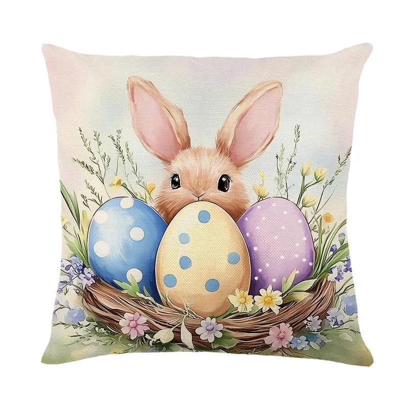 VIKAMA Easter Pink Rabbit Cushion Cover Suitable for Living Room Sofa Bedroom Decor Warm and Soothing Atmosphere