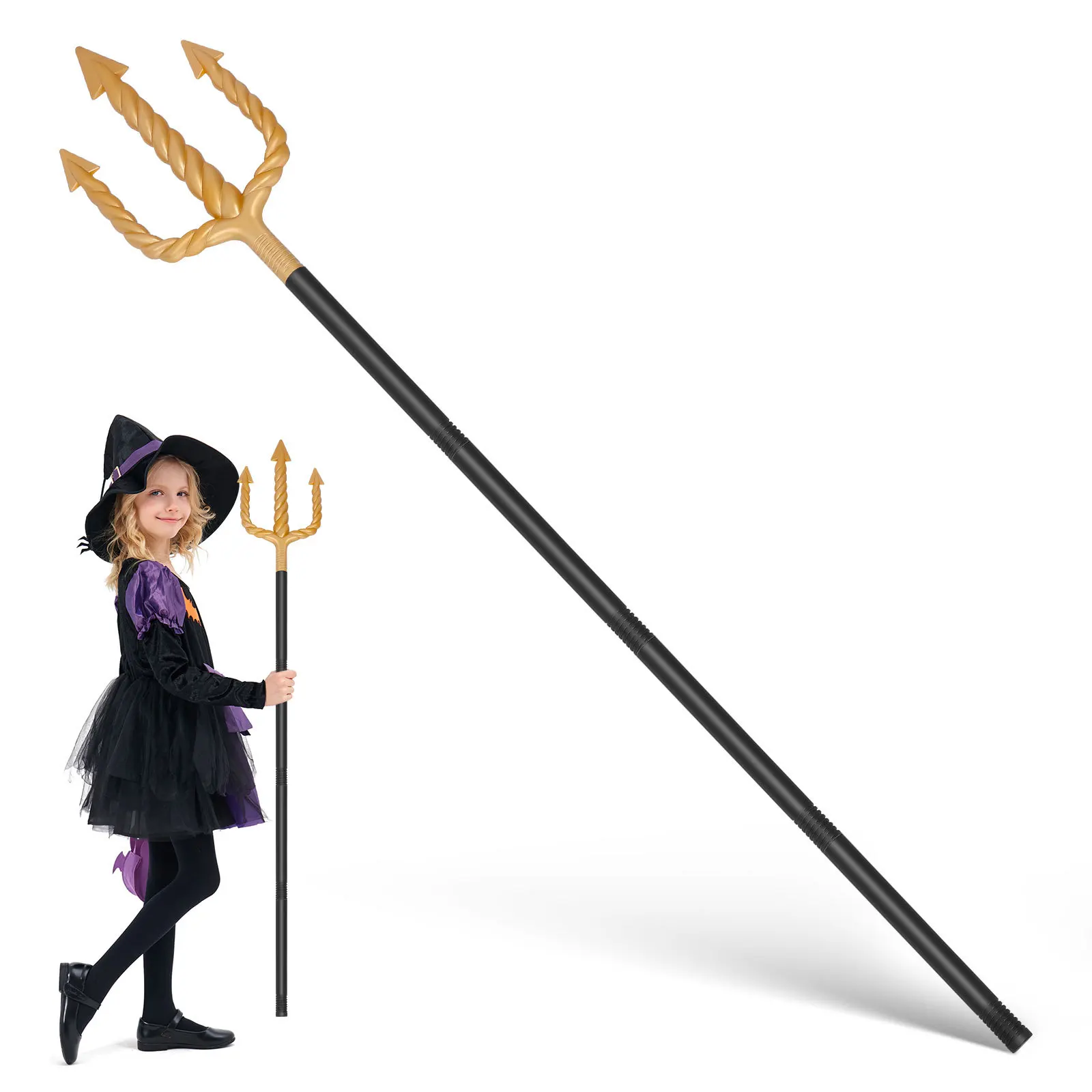 Kunststoff Schwarz Dreizack Kern Teufel Pitch Gabel Prop Halloween Maskerade Cosplay Party Dekoration Cosplay Kostüm Requisiten