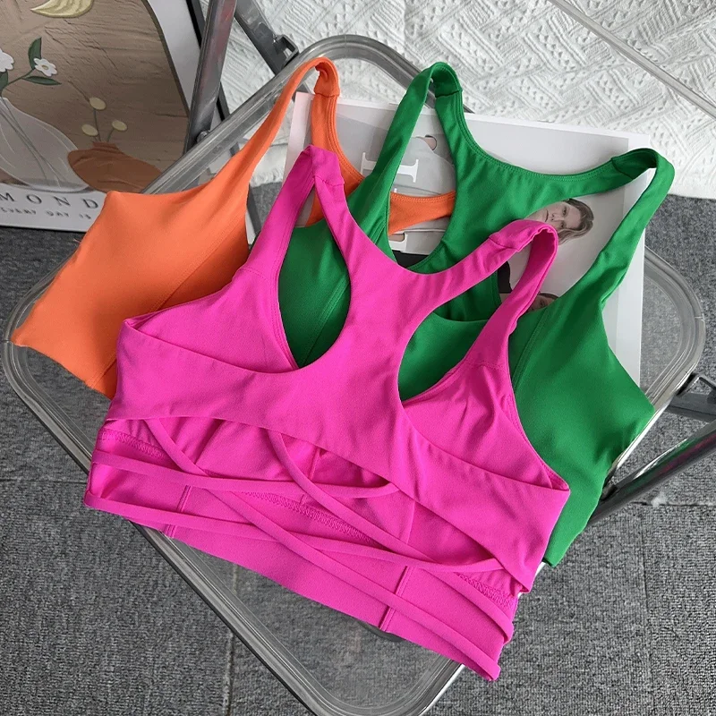 Moda damska Fitness bielizna sportowa do jogi seksowny oddychający top kamizelka bieganie Fitness bielizna odporna na wstrząsy Fitness Tank Top