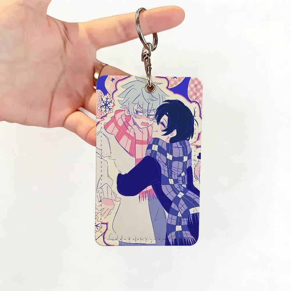 Band A-Alien Cartoon Stage l School rectangular keychain Bus house access card protective cover PU leather ID Best sellers