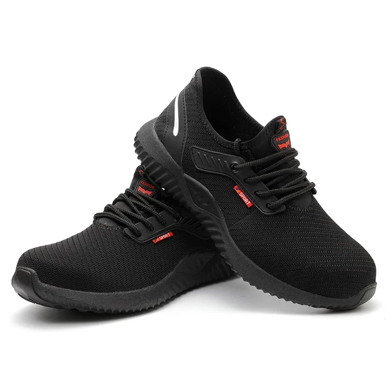 Size 38-45 Men Safety Work Boots Outdoor Hiking Shoes Air Mesh Sneaker Sole Kevlar Insole Anti-smash Steel Toe Cap 9007
