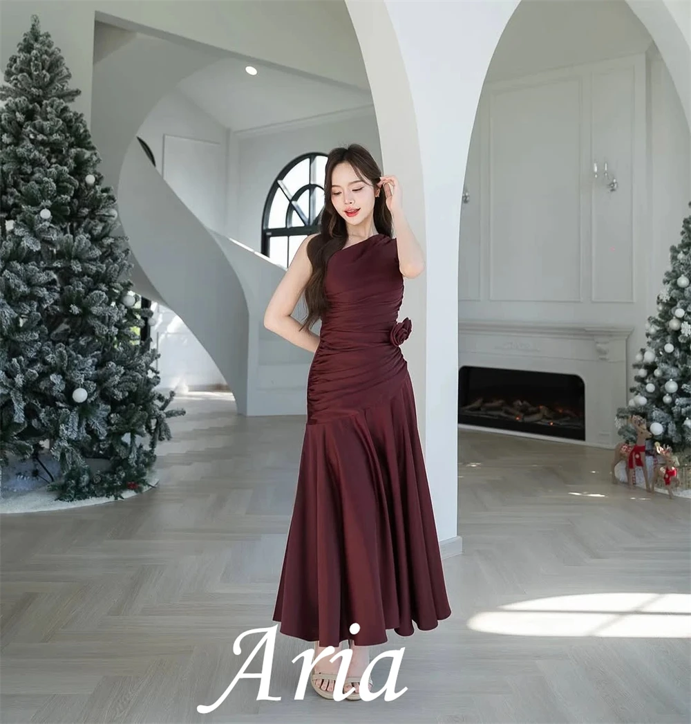 Customized  Exquisite Flowers Evening Dress Graceful A-Line Celebrity Gowns Delicate One Shoulder Sleeveless Homecoming