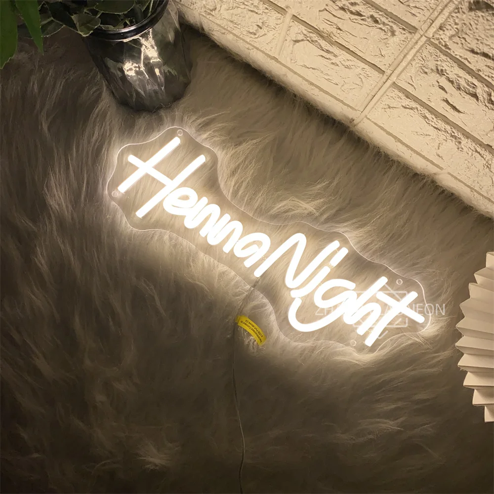 Henna Night Neon Led ป้ายแขวนผนัง Home Room Decor ความงามบาร์ตกแต่งคอนเสิร์ต Prom Night Pub LED นีออนไฟ USB ป้าย