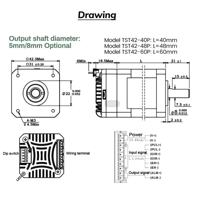 Nema17 42Mm Motor Stepper Loop Tertutup Motor Servo Mini 42Mm Penggerak Motor Terintegrasi Encoder All-In-One 1000Line 0.4-0.6Nm 40-60Mm