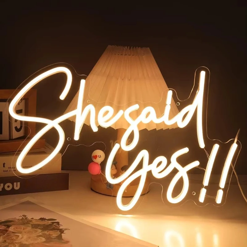 

She Said Yes !! Led Neon Sign Propose Engagement Marry Me Wedding Party Wall Decor Signs Bridal Shower Party Decoration 5V USB