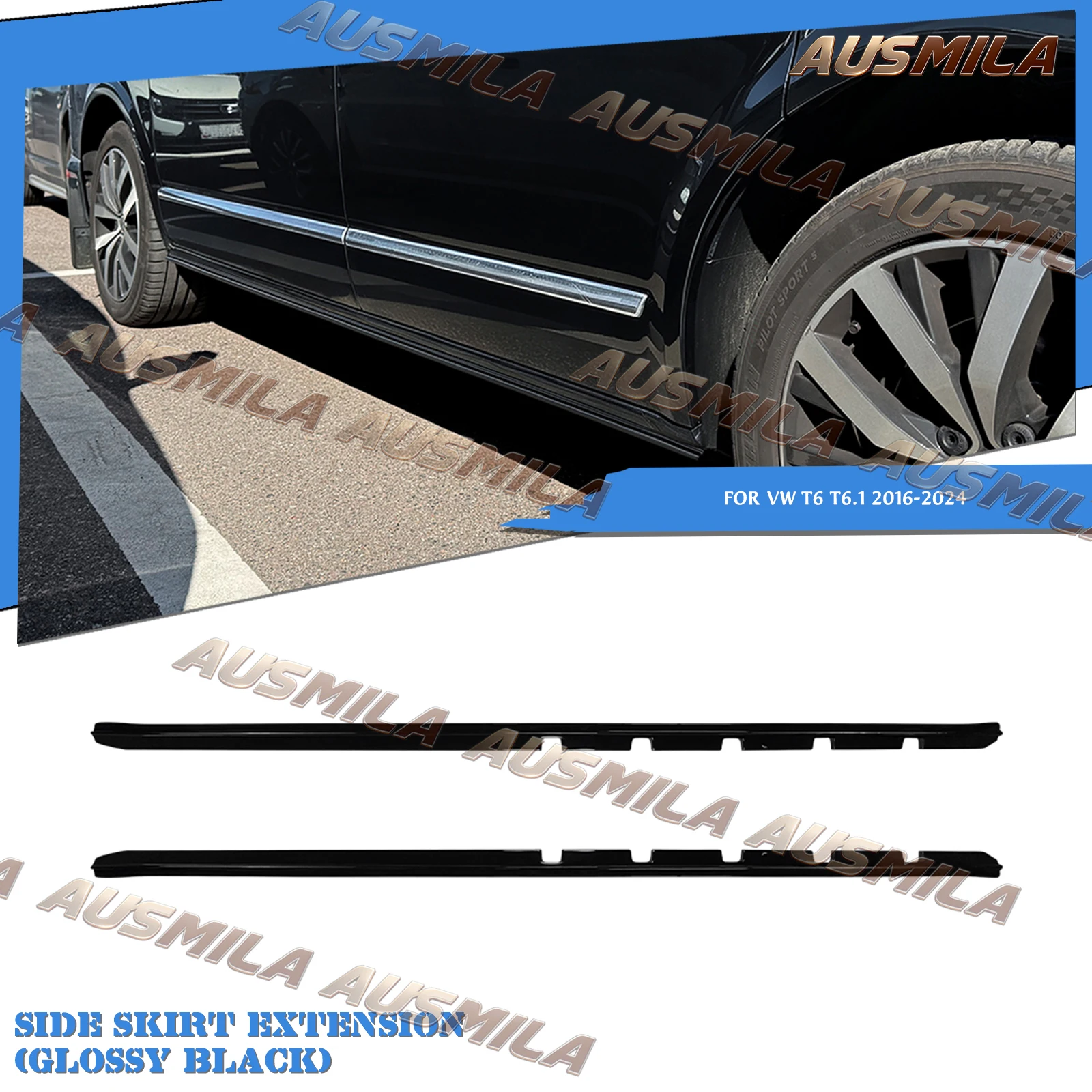 Side Skirt Extension Door Lower Panel Guard Kit For Volkswagen T6 T6.1 2016-2024