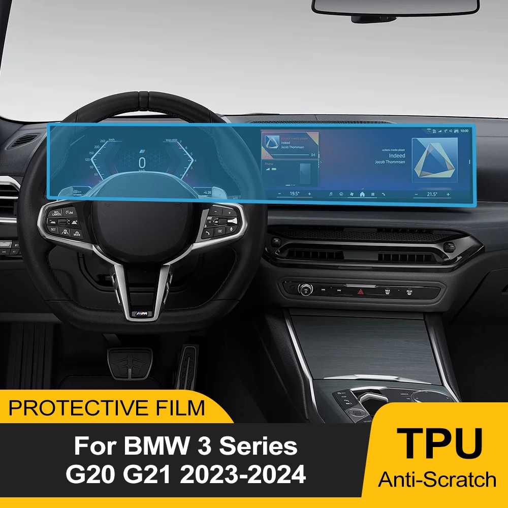 Car TPU Dashboard Screen Protector Film for BMW 3 Series G20 G21 2023 2024 Anti-Scratch Pre-cut Transparent GPS Navigation PPF
