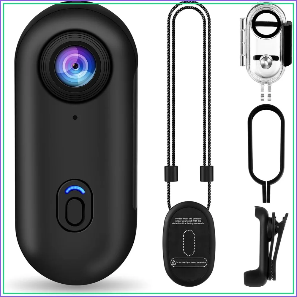 4K Thumb Action Camera, Tiny Size, Mount Anywhere, Spring Clip, Hands-Free POV, Helmet Cam for Cycling & Motorcycle (64G Card, Black)
