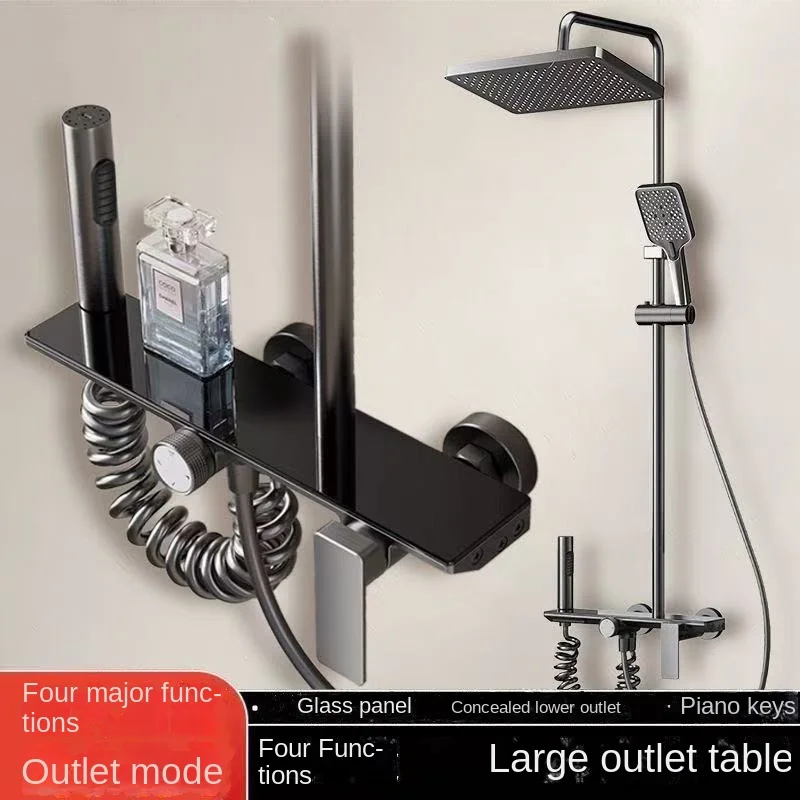 

Простой набор насадок для душа с медным водяным контуром, насадка для душа, повышающая воздух, 4-функциональная насадка для выхода воды, закаленное стекло