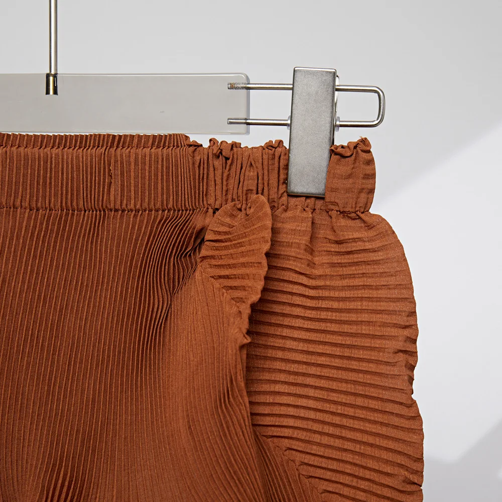 Miyake Pleated Solid Color Semi-skirt 2025 Summer New Irregular Pleated Half-body Skirt Women's Mid-length Bud Skirt