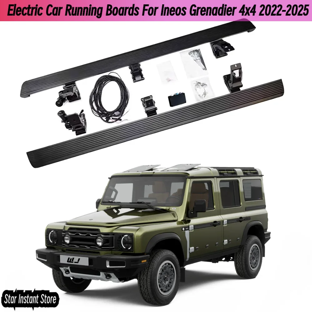 

Автоматические выдвижные подножки для Ineos Grenadier 4x4 2022-2025, электрические боковые ступеньки со светодиодной подсветкой, ступеньки внедорожника из алюминиевого сплава